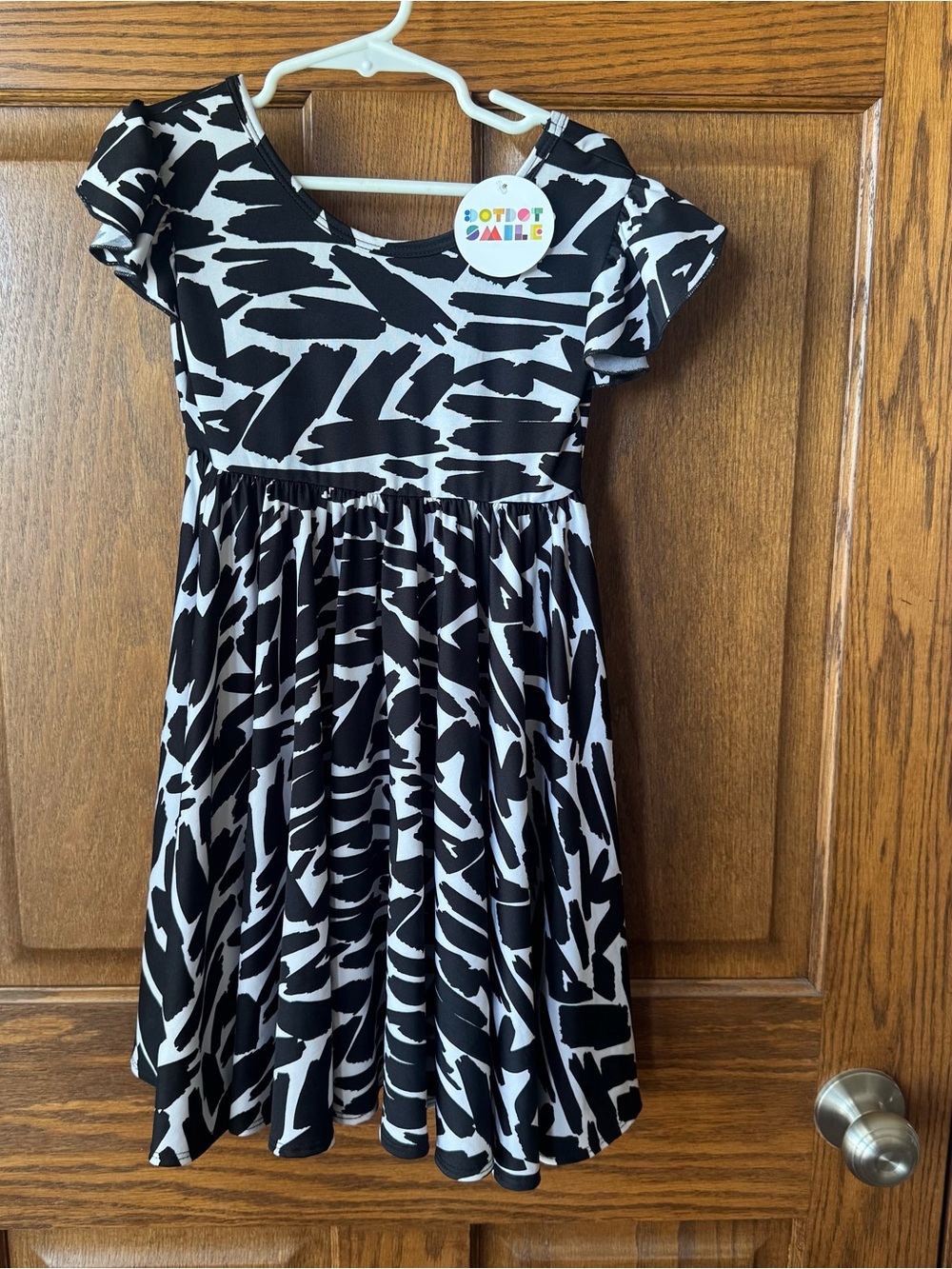Dot Dot Smile Black & White Patterned Girl’s Dress - 3/4 NWT